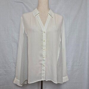Alfani WOmens Long Sleeves Blouse Top Bussiness Casual iVORY Size 14 A